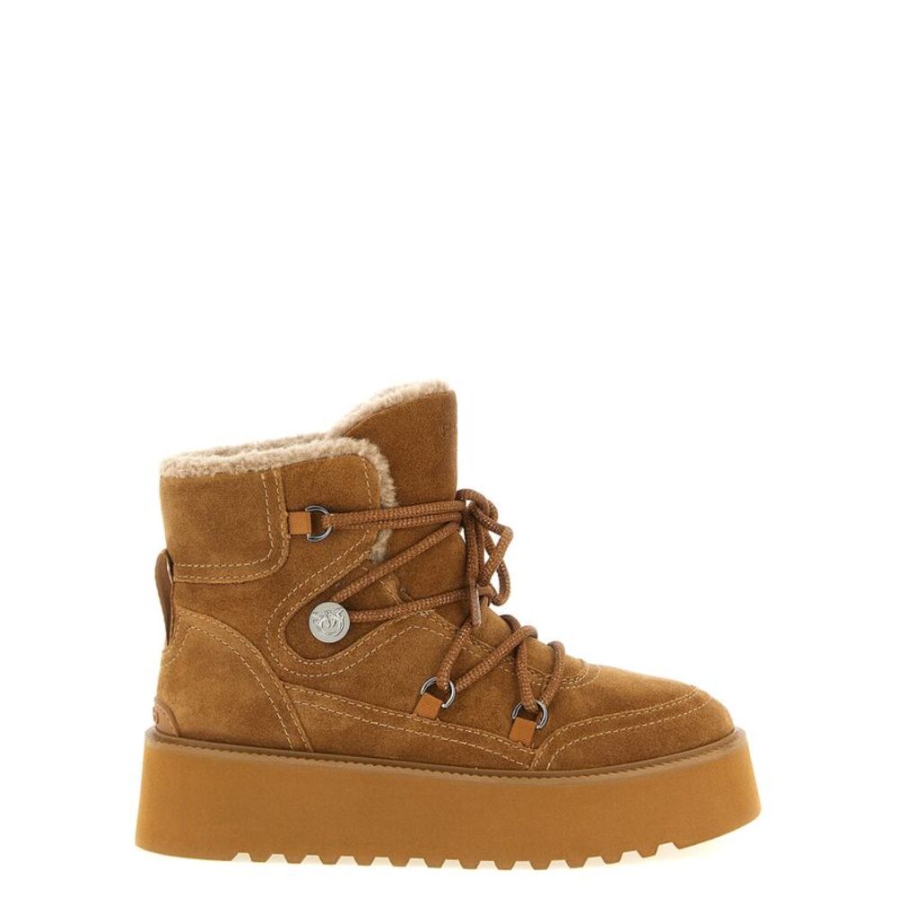 PINKO Brown Cowhide Flat Women's Boots